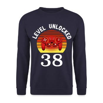 Niveau 38 débloqué 38 Anniversaire 38 ans - Sweat-shirt Unisexe - marine - Devant - Alina (178cm) & Michal (187cm)