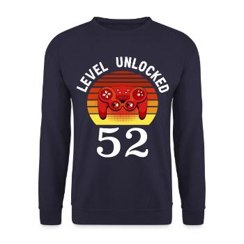 Level 52 unlocked 52 Birthday 52 years old - Unisex Sweatshirt - navy - Front - Alina (178cm) & Michal (187cm)