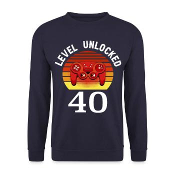 Level 40 unlocked 40 Birthday 40 years old - Unisex Sweatshirt - navy - Front - Alina (178cm) & Michal (187cm)