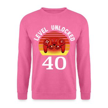 Niveau 40 débloqué 40 Anniversaire 40 ans - Sweat-shirt Unisexe - rose - Devant