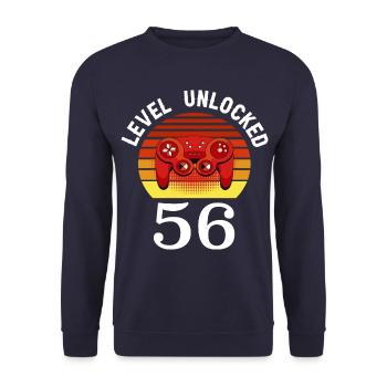 Niveau 56 débloqué 56 Anniversaire 56 ans - Sweat-shirt Unisexe - marine - Devant - Alina (178cm) & Michal (187cm)