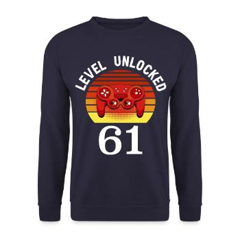 Level 61 unlocked 61 Birthday 61 years old - Unisex Sweatshirt - navy - Front - Alina (178cm) & Michal (187cm)