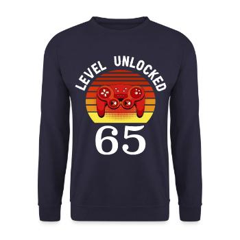 Level 65 unlocked 65 Birthday 65 years old - Unisex Sweatshirt - navy - Front - Alina (178cm) & Michal (187cm)