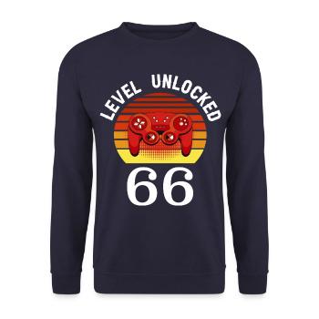 Niveau 66 débloqué 66 Anniversaire 66 ans - Sweat-shirt Unisexe - marine - Devant - Alina (178cm) & Michal (187cm)