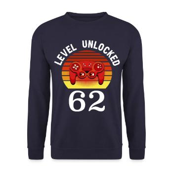 Level 62 unlocked 62 Birthday 62 years old - Unisex Sweatshirt - navy - Front - Alina (178cm) & Michal (187cm)