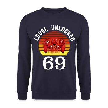 Level 69 unlocked 69 Geburtstag 69 Jahre alt - Unisex Pullover - Navy - Vorne - Alina (178cm) & Michal (187cm)