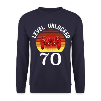 Level 70 unlocked 70 Geburtstag 70 Jahre alt - Unisex Pullover - Navy - Vorne - Alina (178cm) & Michal (187cm)