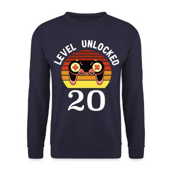 Level 20 unlocked 20 Birthday 20 years old - Unisex Sweatshirt - navy - Front - Alina (178cm) & Michal (187cm)