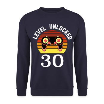 Level 30 unlocked 30 Birthday 30 years old - Unisex Sweatshirt - navy - Front - Alina (178cm) & Michal (187cm)