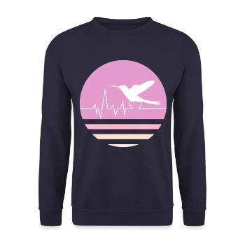 Pastellrosa Kolibri - Unisex Pullover - Navy - Vorne - Alina (178cm) & Michal (187cm)