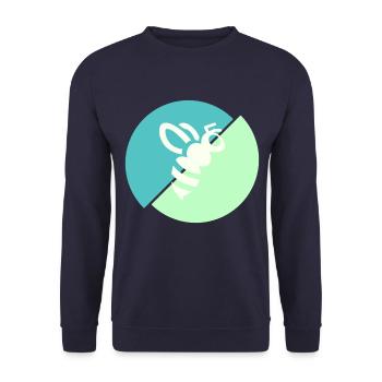 Pastellgrün Kontrastbiene - Unisex Pullover - Navy - Vorne - Alina (178cm) & Michal (187cm)