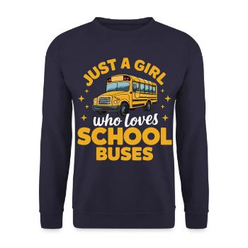 Bus Busfahrer Schulbus - Unisex Pullover - Navy - Vorne - Alina (178cm) & Michal (187cm)