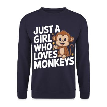 Monkey Monkey Animal Gorilla Chimpanzee - Unisex Sweatshirt - navy - Front - Alina (178cm) & Michal (187cm)