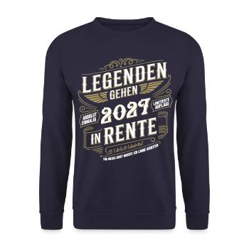 Legenden Gehen 2027 In Rente - Unisex Pullover - Navy - Vorne - Alina (178cm) & Michal (187cm)