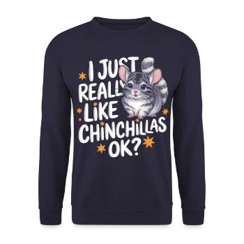 Chinchilla Chinchillas Maus - Unisex Pullover - Navy - Vorne - Alina (178cm) & Michal (187cm)