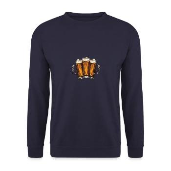 Beer Team Beer Glass - Unisex Sweatshirt - navy - Front - Alina (178cm) & Michal (187cm)