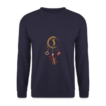 Golferin Weihnachten Weihnachtstraumfänger - Unisex Pullover - Navy - Vorne - Alina (178cm) & Michal (187cm)