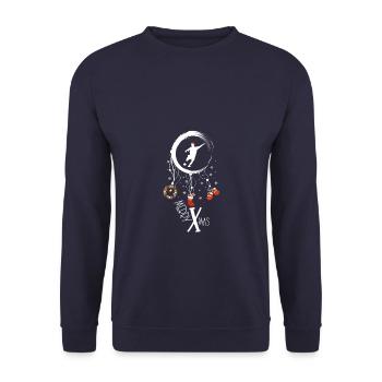 Fussball Weihnachten Weihnachtstraumfänger - Unisex Pullover - Navy - Vorne - Alina (178cm) & Michal (187cm)