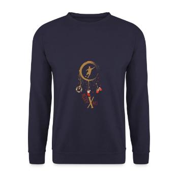Fussball Weihnachten Weihnachtstraumfänger - Unisex Pullover - Navy - Vorne - Alina (178cm) & Michal (187cm)