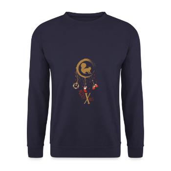 Eichhörnchen Weihnachten Weihnachtstraumfänger - Unisex Pullover - Navy - Vorne - Alina (178cm) & Michal (187cm)