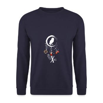 Eule Weihnachten Weihnachtstraumfänger - Unisex Pullover - Navy - Vorne - Alina (178cm) & Michal (187cm)