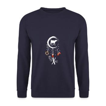 Kalb Weihnachten Weihnachtstraumfänger - Unisex Pullover - Navy - Vorne - Alina (178cm) & Michal (187cm)