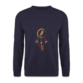 Eule Weihnachten Weihnachtstraumfänger - Unisex Pullover - Navy - Vorne - Alina (178cm) & Michal (187cm)