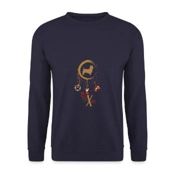 Australian Terrier Weihnachten Weihnachtstraumfäng - Unisex Pullover - Navy - Vorne - Alina (178cm) & Michal (187cm)