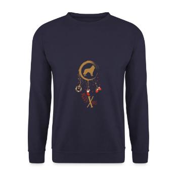 Belgischer Schäferhund Weihnachten Weihnachtstraum - Unisex Pullover - Navy - Vorne - Alina (178cm) & Michal (187cm)