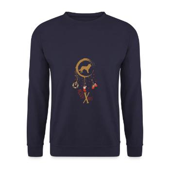 Border Collie Weihnachten Weihnachtstraumfänger - Unisex Pullover - Navy - Vorne - Alina (178cm) & Michal (187cm)