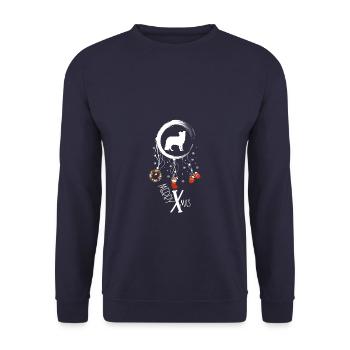 Border Collie Weihnachten Weihnachtstraumfänger - Unisex Pullover - Navy - Vorne - Alina (178cm) & Michal (187cm)