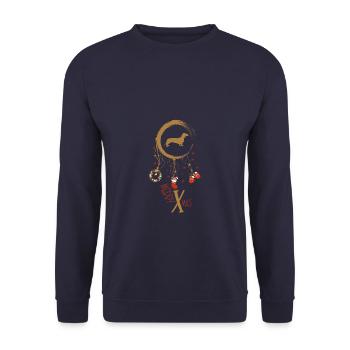 Dackel Weihnachten Weihnachtstraumfänger - Unisex Pullover - Navy - Vorne - Alina (178cm) & Michal (187cm)