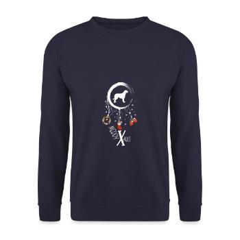 Irish Wolfhound Weihnachten Weihnachtstraumfänger - Unisex Pullover - Navy - Vorne - Alina (178cm) & Michal (187cm)