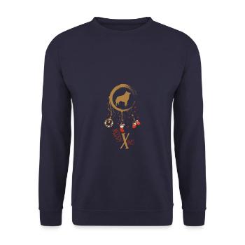 Schipperke Weihnachten Weihnachtstraumfänger - Unisex Pullover - Navy - Vorne - Alina (178cm) & Michal (187cm)
