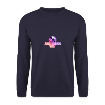 Amsterdam 2024 Palmen - Unisex Pullover - Navy - Vorne - Alina (178cm) & Michal (187cm)