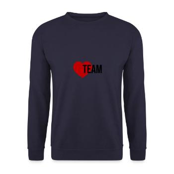 Team Herz Symbol - Unisex Pullover - Navy - Vorne - Alina (178cm) & Michal (187cm)