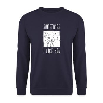 Manchmal mag ich dich - Katzenliebhaber - Unisex Pullover - Navy - Vorne - Alina (178cm) & Michal (187cm)