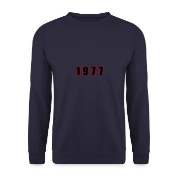 1977 Jahr Geburtstag - Unisex Pullover - Navy - Vorne - Alina (178cm) & Michal (187cm)