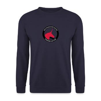 Antifaschistische Einhorn-Aktion - Unisex Pullover - Navy - Vorne - Alina (178cm) & Michal (187cm)