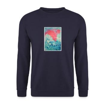 Original Art Print "Wolf" - Unisex Sweatshirt - navy - Front - Alina (178cm) & Michal (187cm)