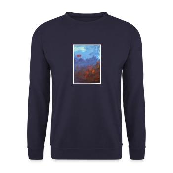 Original Art Print "Sturmsee" - Unisex Sweatshirt - navy - Front - Alina (178cm) & Michal (187cm)