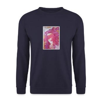Original Art Print "Suffering" - Unisex Sweatshirt - navy - Front - Alina (178cm) & Michal (187cm)