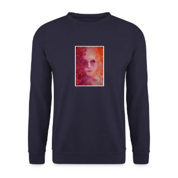 Original Art Print "Harlequin" - Unisex Sweatshirt - navy - Front - Alina (178cm) & Michal (187cm)