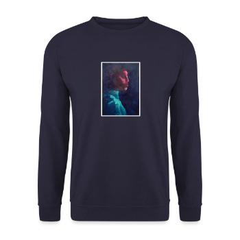 Original Art Print "Cassiopeia" - Unisex Sweatshirt - navy - Front - Alina (178cm) & Michal (187cm)