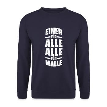 Malle Alle Für Einen Mallorca Spruch - Unisex Pullover - Navy - Vorne - Alina (178cm) & Michal (187cm)