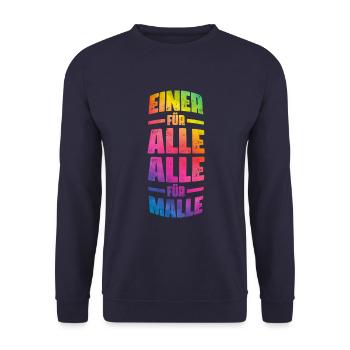 Malle Alle Für Einen Mallorca Spruch - Unisex Pullover - Navy - Vorne - Alina (178cm) & Michal (187cm)