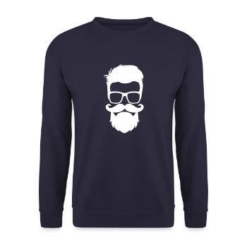 Hipster mit Bart und Haare Vollbart Schnurrbart - Unisex Pullover - Navy - Vorne - Alina (178cm) & Michal (187cm)