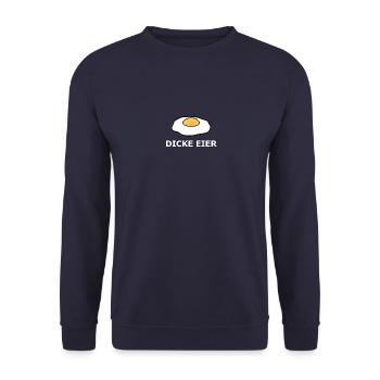 Spiegelei - Frühstück - Breakfast - Funny Design - Unisex Pullover - Navy - Vorne - Alina (178cm) & Michal (187cm)