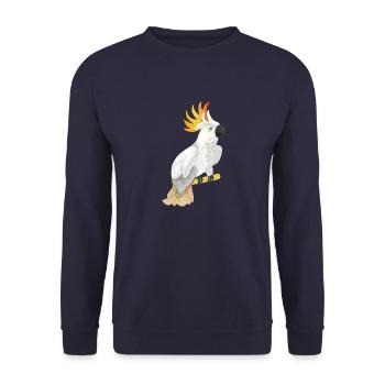 Kakadu Papagei Design - Unisex Pullover - Navy - Vorne - Alina (178cm) & Michal (187cm)