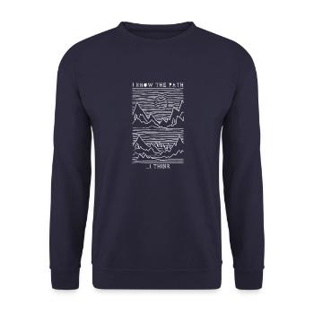 I know the path ... I Think. Hiking Design - Unisex Sweatshirt - navy - Front - Alina (178cm) & Michal (187cm)